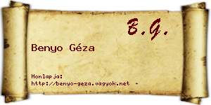 Benyo Géza névjegykártya